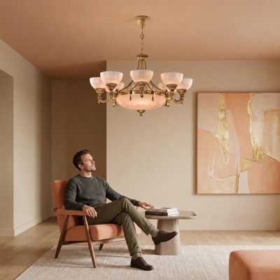 Żyrandol Lampa sufitowa Żyrandol sufitowy Lampa żyrandol Szkło Złoty Beż