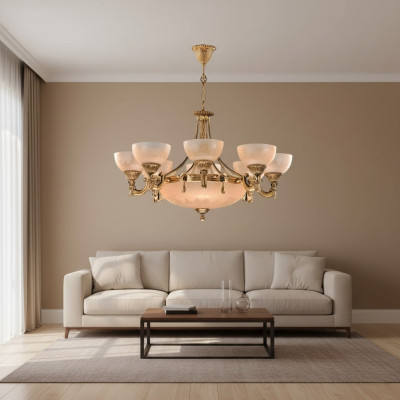 Żyrandol Lampa sufitowa Żyrandol sufitowy Lampa żyrandol Szkło Złoty Beż
