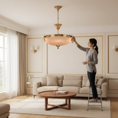 żyrandol Lampa sufitowa Żyrandol Lampa Sufitowa Lampa Szkło Złoty Beż
