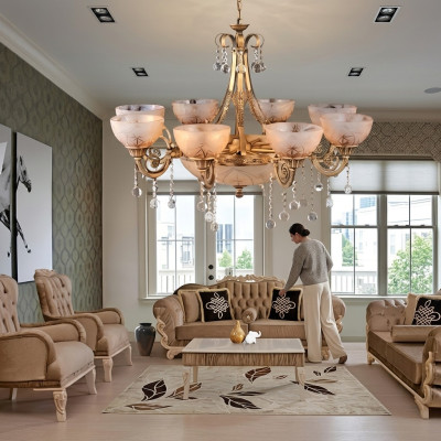 żyrandol Luxury Lampa sufitowa Żyrandol Lampa Sufitowa Lampa Szkło Złoto