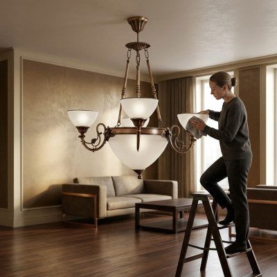 Lampa sufitowa żyrandol sufitowy żyrandol Lampa żyrandol Szkło Art Biały