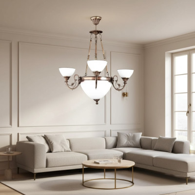 Lampa sufitowa żyrandol sufitowy żyrandol Lampa żyrandol Szkło Art Biały