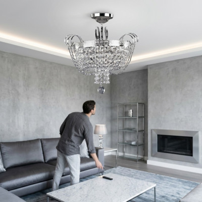Lampa sufitowa żyrandol kryształowy żyrandol sufitowy Lampa żyrandol srebrna