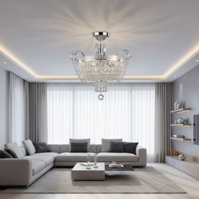 Lampa sufitowa żyrandol kryształowy żyrandol sufitowy Lampa żyrandol srebrna