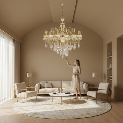Żyrandol sufitowy luksusowy żyrandol Lampa sufitowa żyrandol kryształowy złoty Lampa