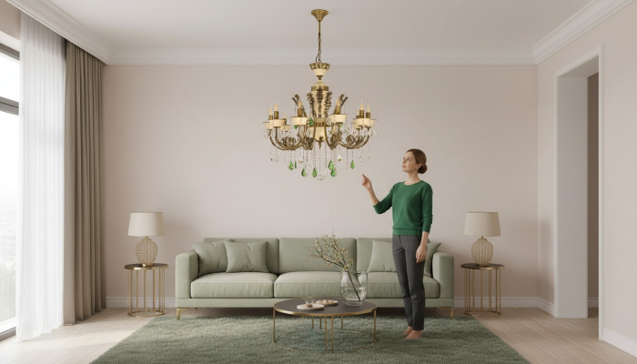 Luksusowa żyrandolowa Lampa sufitowa Żyrandol Lampa Lampa Brązowy kryształ 80cm
