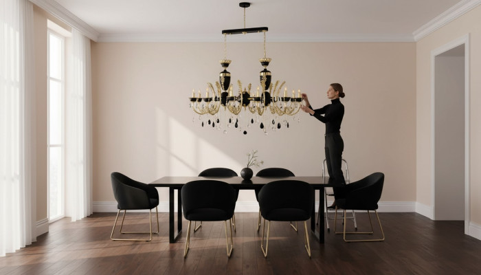 Lampa sufitowa Luksusowa żyrandol Lampa sufitowa Luster kryształ Czarny Lampa