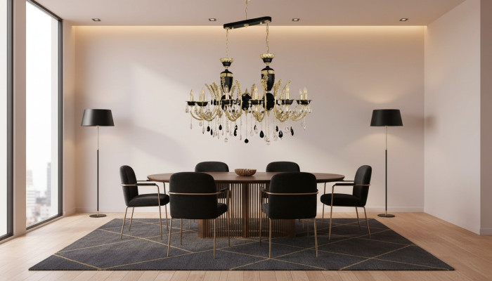 Lampa sufitowa Luksusowa żyrandol Lampa sufitowa Luster kryształ Czarny Lampa