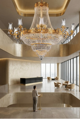 Luksusowa Lampa sufitowa Żyrandol Lampa sufitowa Lustre Gold Lampa kryształowa