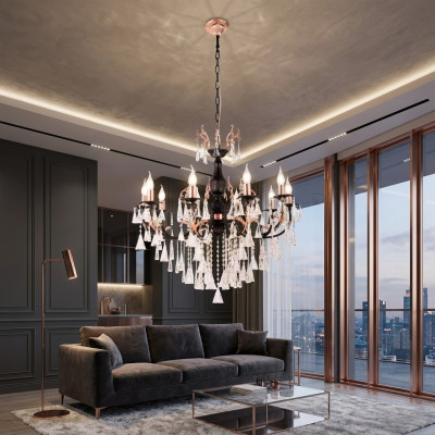Luksusowa lampa sufitowa żyrandol Lampa sufitowa Lustre Czarny kryształ