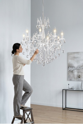 Luksusowy żyrandol sufitowy Biały żyrandol Lampa sufitowa żyrandol kryształ Lampa