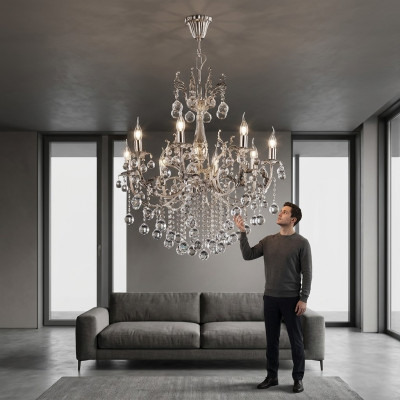 Żyrandol sufitowy luksusowy srebrny żyrandol Lampa sufitowa żyrandol kryształowy Lampa