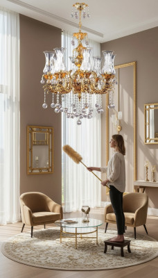 Żyrandol luksusowy żyrandol sufitowy złoty żyrandol Lampa sufitowa kryształ Art