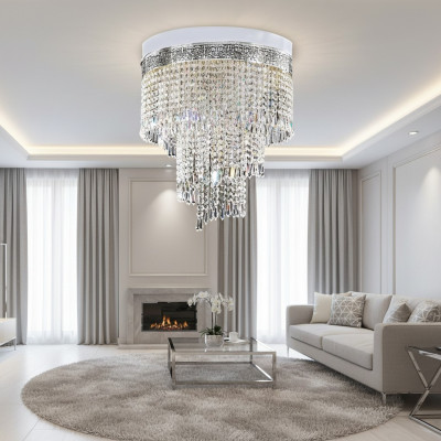 Żyrandol sufitowy srebrny żyrandol Lampa sufitowa kryształ 40x70 Lampa