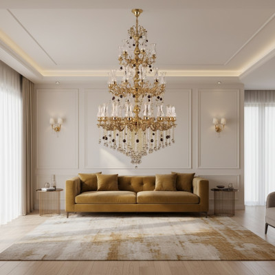 Luksusowa Lampa sufitowa Złota żyrandol Lampa sufitowa żyrandol kryształowy 130x280cm