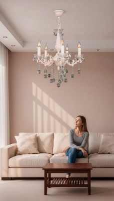 Żyrandol Lampa Sufitowa Luksusowy Beżowy żyrandol Lampa sufitowa kryształ