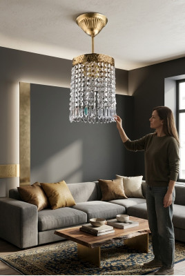 Żyrandol Lampa Sufitowa Złota żyrandol Lampa sufitowa kryształowa Art