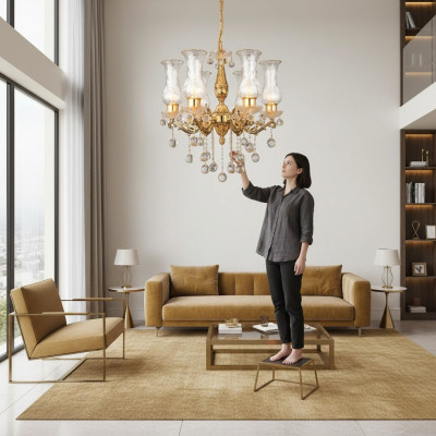 Lampa sufitowa żyrandol sufitowy żyrandol złoty żyrandol kryształowy Lampa