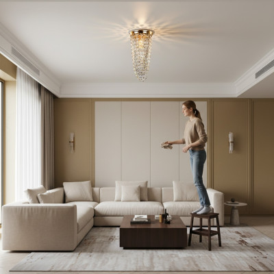 Luksusowy żyrandol sufitowy żyrandol Gold Lampa sufitowa żyrandol kryształowy Art