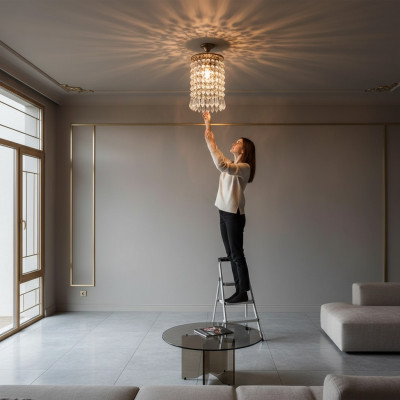 Żyrandol sufitowy Lampa żyrandol Złoty Lampa sufitowa żyrandol kryształowy