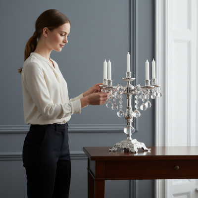 Świecznik Świecznik Świecznik świecznik elegancki srebrny przedmiot