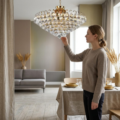 Żyrandol sufitowy luksusowy złoty żyrandol Lampa sufitowa żyrandol kryształowy Art
