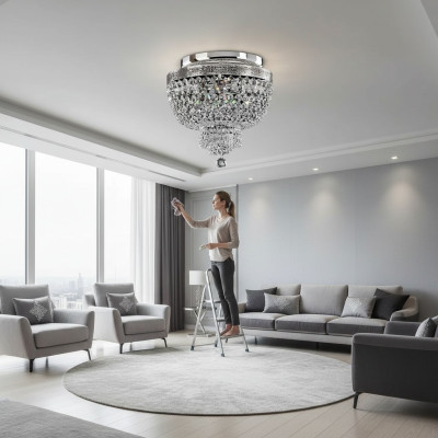 Lampa sufitowa żyrandol sufitowy luksusowy srebrny żyrandol żyrandol kryształ