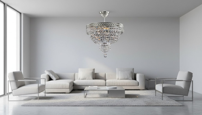 Żyrandol sufitowy luksusowy srebrny żyrandol Lampa sufitowa kryształ