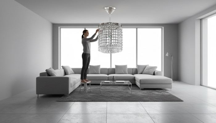 Lustre Lampa sufitowa kryształowy żyrandol sufitowy luksusowy srebrny żyrandol