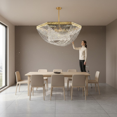 Żyrandol sufitowy luksusowy złoty żyrandol Lampa sufitowa żyrandol kryształowy Art