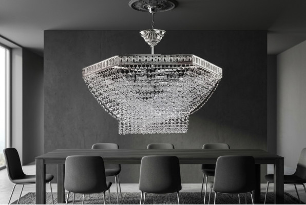 Luksusowa żyrandolowa lampa sufitowa srebrna żyrandol Lampa sufitowa kryształ