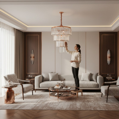 Lampa sufitowa żyrandol sufitowy luksusowy złoty żyrandol żyrandol kryształowy Art