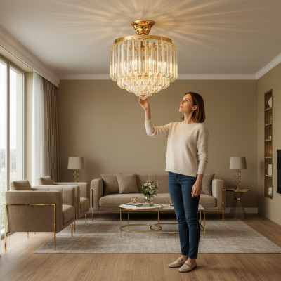 Żyrandol sufitowy luksusowy złoty żyrandol Lampa sufitowa żyrandol kryształowy Art
