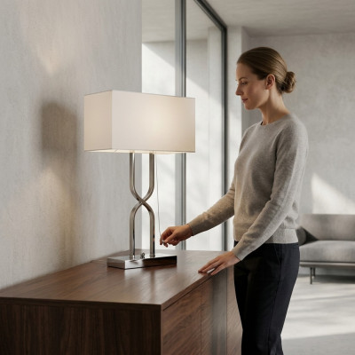 Lampa stołowa Lampa stołowa Lampa Leuchten Nowoczesne Lampy Tabela Metal Biały