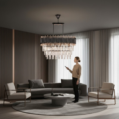 żyrandol Żyrandol Sufitowy Luksusowa Szara Lampa sufitowa Lustre kryształ