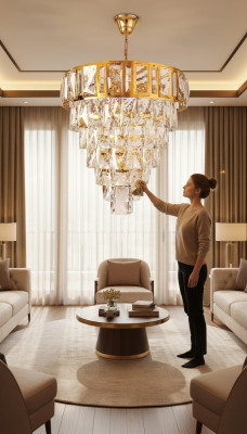 Lampa sufitowa żyrandol Luxury Gold Lampa sufitowa Lustre kryształ Lampa