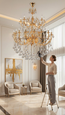 Żyrandol sufitowy Royal Luxury żyrandol Złoty Lampa sufitowa Lustre kryształ