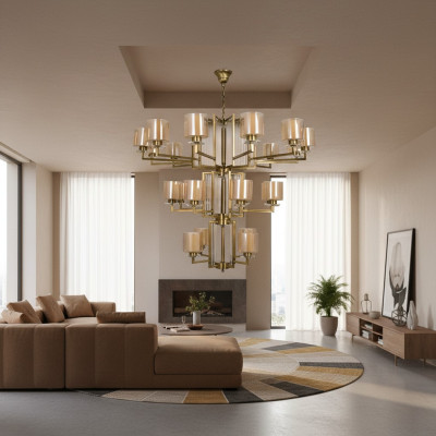 Lampa sufitowa żyrandol Luxury Gold Lampa sufitowa Lustre Szkło Modern