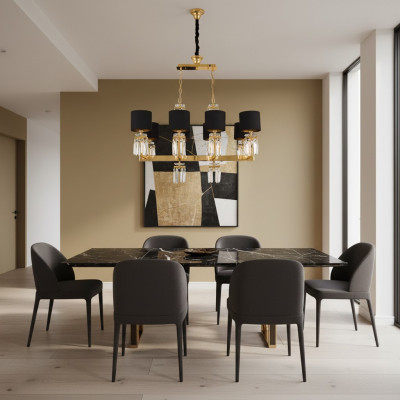 Żyrandol sufitowy żyrandol Gold Lampa sufitowa Lustre kryształ czarny