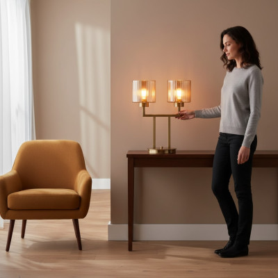 Lampa stołowa Lampa stołowa Lampa Leuchten Nowoczesna Złota Lampy Tabela Szkło