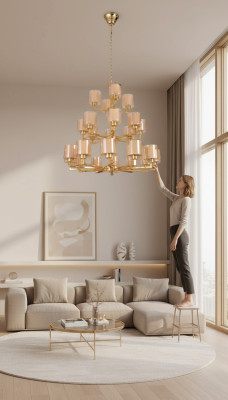 żyrandol Lampa Sufitowa Nowoczesna Złota Lampa sufitowa Żyrandol Szkło XXL