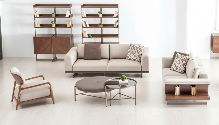 Nowoczesny Zestaw sofowy Luksusowe Meble Podkładka Włókienniczy Kanapa Szara Nowoczesna Sofa