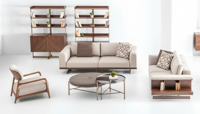 Nowoczesny Zestaw sofowy Luksusowe Meble Podkładka Włókienniczy Kanapa Szara Nowoczesna Sofa