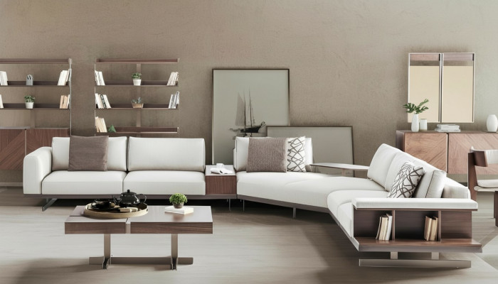 Sofa materiałowa Narożnikowa kanapa Sofa w kształcie litery L Materiał Sofy Szare Nowoczesne Meble Kanapy
