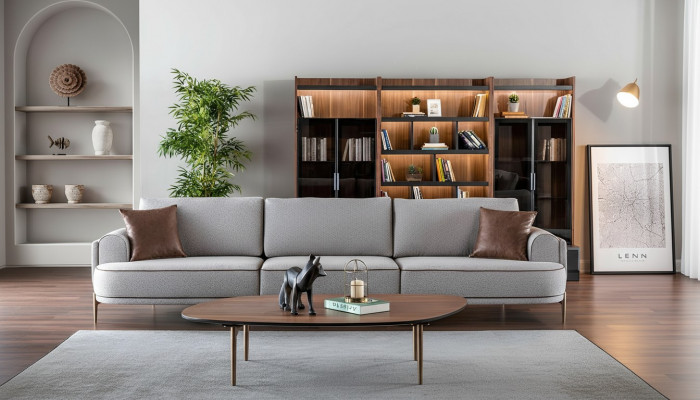 Sofa trzyosobowa 3 miejsce siedzące sofa materiałowa kanapa nowoczesna szara materiałowa nowa