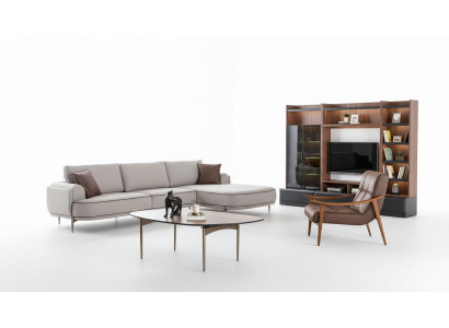 Sofa materiałowa Narożnikowa kanapa Sofa w kształcie litery L Materiał Sofy Szare Nowoczesne meble do salonu
