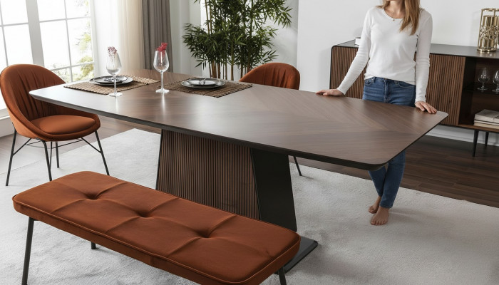 Stół obiadowy stół do jadalni Tabela jadalnia dinette Drewno Modern Brown stoły