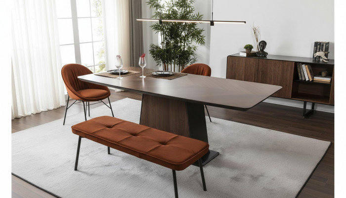 Stół obiadowy stół do jadalni Tabela jadalnia dinette Drewno Modern Brown stoły