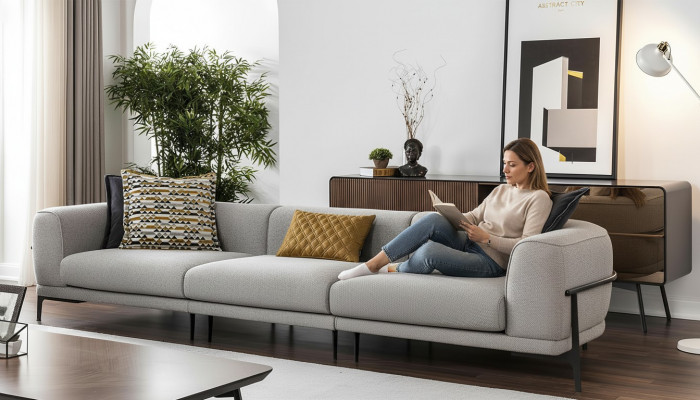Sofa trzyosobowa 3 miejsce siedzące sofa materiałowa kanapa nowoczesna szara materiałowa nowa