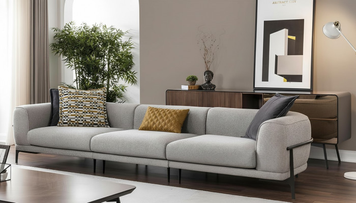 Sofa trzyosobowa 3 miejsce siedzące sofa materiałowa kanapa nowoczesna szara materiałowa nowa